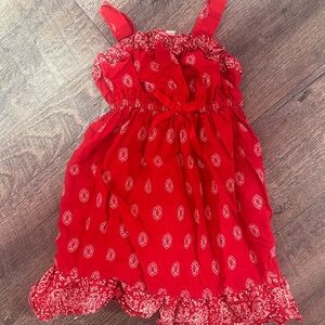 Blueberi Boulevard Red Dress with White Accents